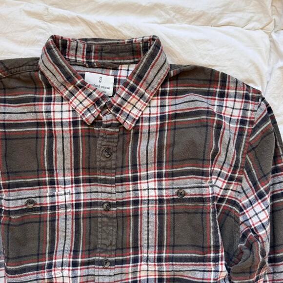 mutual weave Gray plaid flannel button up shirt sz XL casual country outdoors - Picture 4 of 8